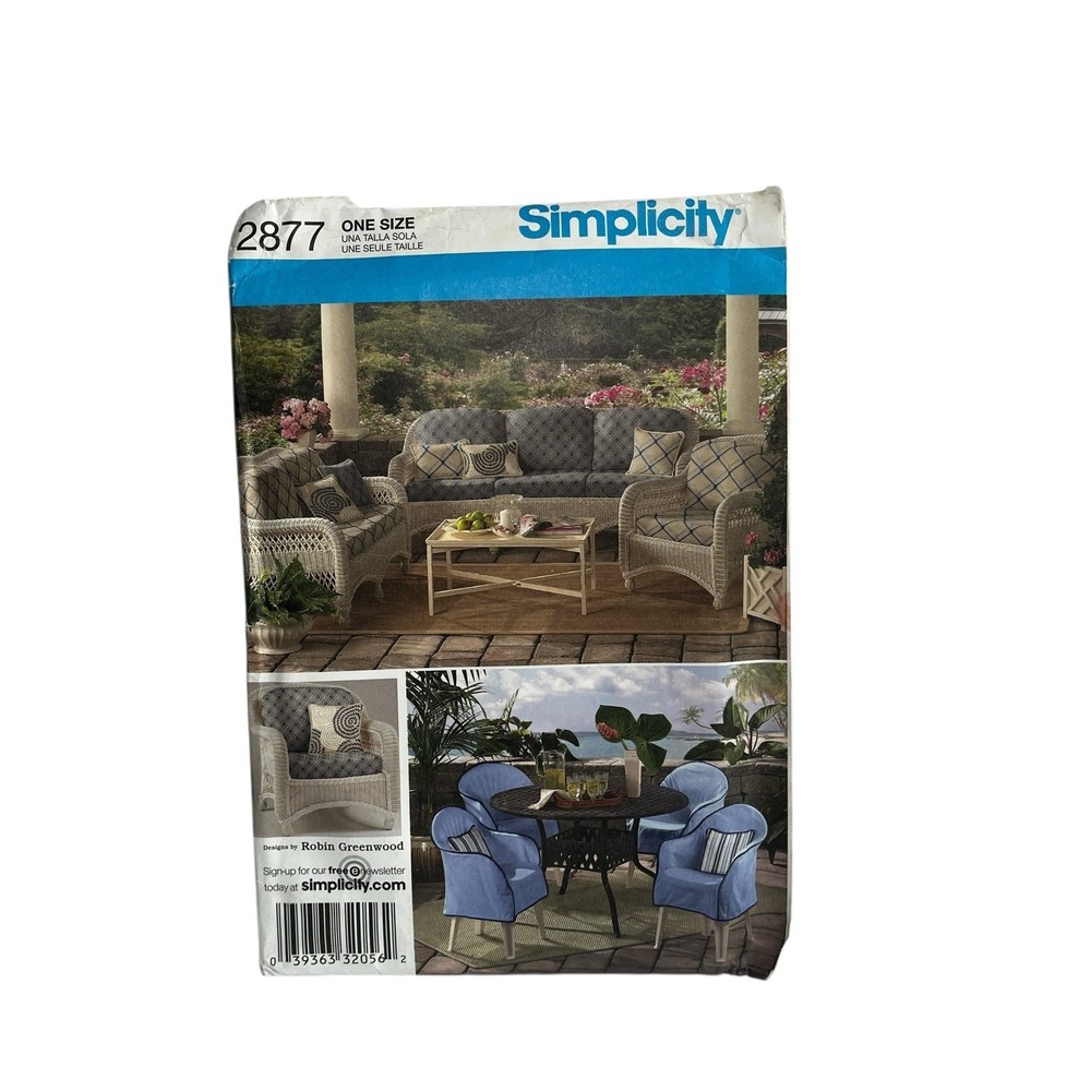 Simplicity 2877 Home Decor Pattern Cushions‎ Chair Cover Throw Pillows UNCUT